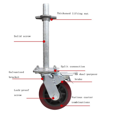4 Pack 6" Adjustable Leveling Scaffolding Wheels Scaffolding Caster 79cm Long AU
