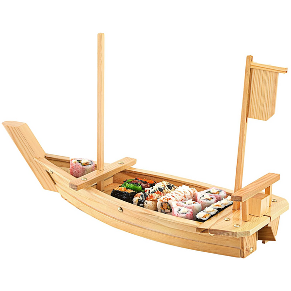 Serving Sushi Boat Tray Platter 50CM Wooden Bamboo Nautical Decor Food Display