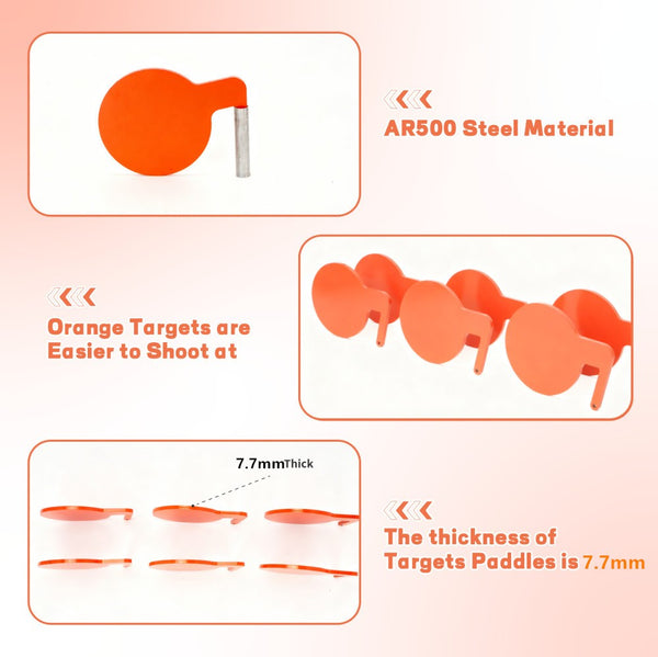 6" 7.7mm AR500 Steel Shooting Range Targets Target Tree Metal Paddles With Tubes