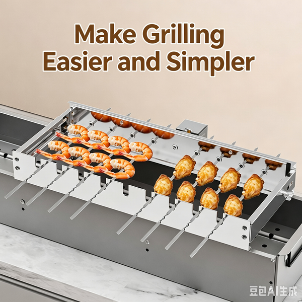 Electric Skewer Kabob Auto Rotating Rotisserie Grill Rack Adjustable Outdoor BBQ