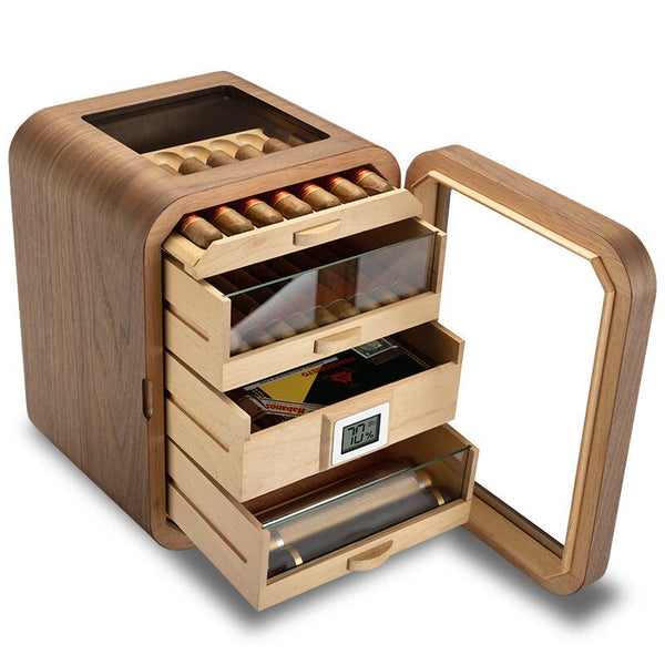 5 Tiers Cigar Humidor Cabinet 110 CT Cedar Wooden Cigar Box Digital Hygrometer