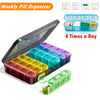 Pill Box Weekly 7 Day 4 Times Medicine Tablet Organizer Dispenser Large Capacity