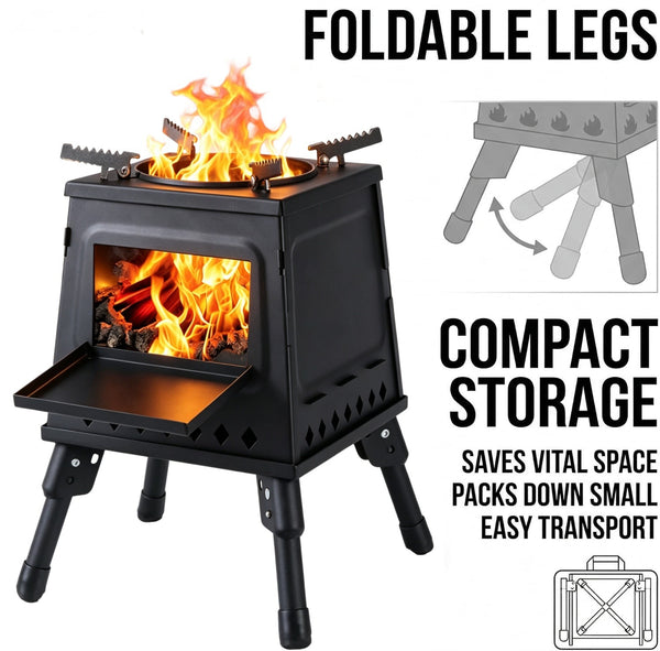 Camping Wood Stove Portable Wood Burning Stove Folding Camp Heat Outdoor Stove