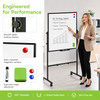Magnetic Mobile White Board 90*60cm Double Sided Erase Board Rolling ON Wheels