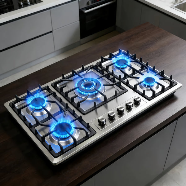 5 Burner Gas Cooktop Stove Konbs Kitchen Cooker Stainless Steel NG/LPG 86cm AU