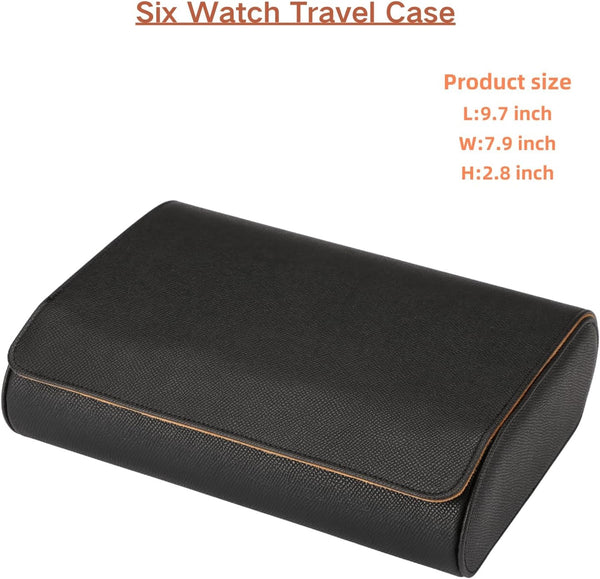 6 Slots Watch Case - Luxury Watch Roll 6 Slots Travel Box Recycled Leather Case