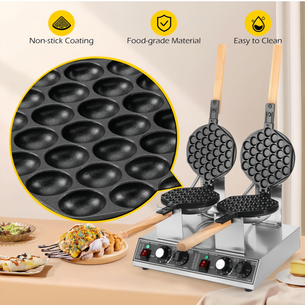Commercial Electric Bubble Egg Cake Maker Oven Waffle Pan Kitchen Baker Machine