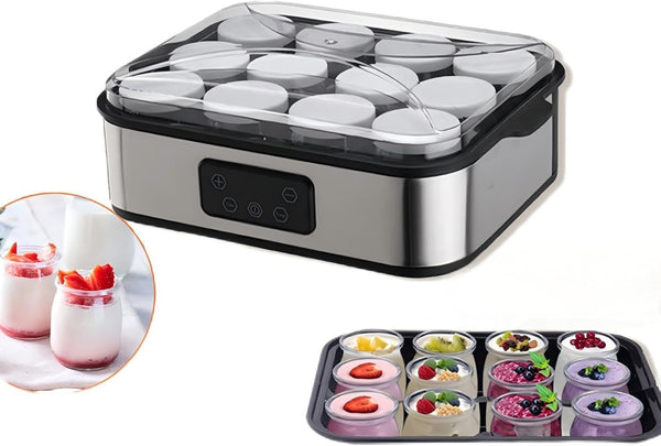 Probiotic Yogurt Maker with Auto Temperature & Time Control 12 180ml Glass Jars