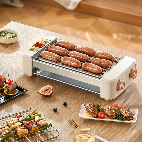 Hot Dog Roller Grill Sausage Roller 6 Rollers Stainless Steel Camping BBQ Home