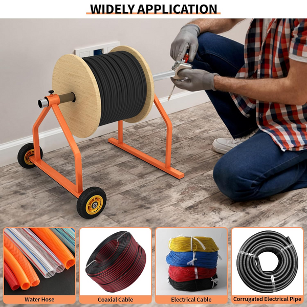 Metal Wire Spool Rack Cable Rack with Wheels, Wire Spool Holder for Wire Spools