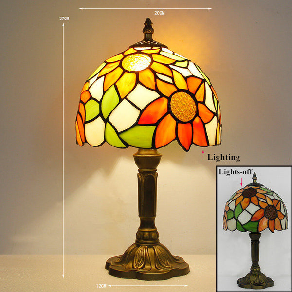 Retro Baroque LED Table Lamps Stained Glass Desk Lights Bedroom Reading Decor