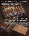 Cigar Humidor Glass Top Cigar Case with Cutter,Punch Tool,Humidifier &Hygrometer