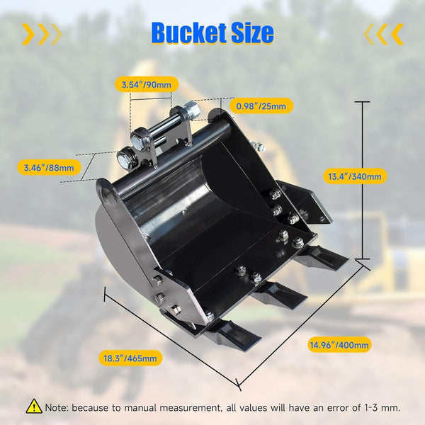 Digging Bucket for Mini Excavator 400mm Trench Buckets Fit 1-1.8 Tons Excavator