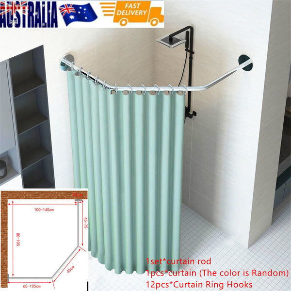 Stretchable Bathroom Corner Shower Curtain Rod Diamond Shaped Stainless Steel AU