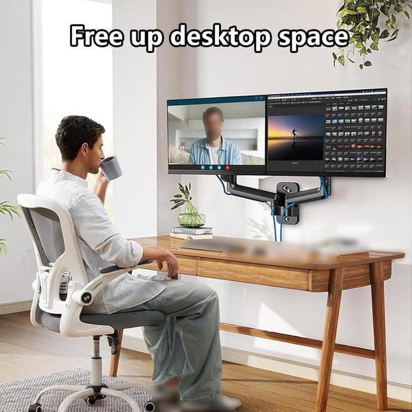 Double Monitor Arm Fully Adjustable Dual Monitor Wall Mount For 13''to32" Screen