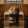 Wood Prayer Bench Stool Kneeler with Shelf and Cushion Church Prayer Table Chair