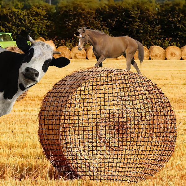 Knotless 5x5ft Round Bale Horses Hay Net 4cm Squares for Livestocks Slow Feeder
