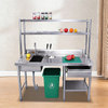 Stainless Steel Sink Kitchen Work Benches Table Washing Basin with Drawer & Rack