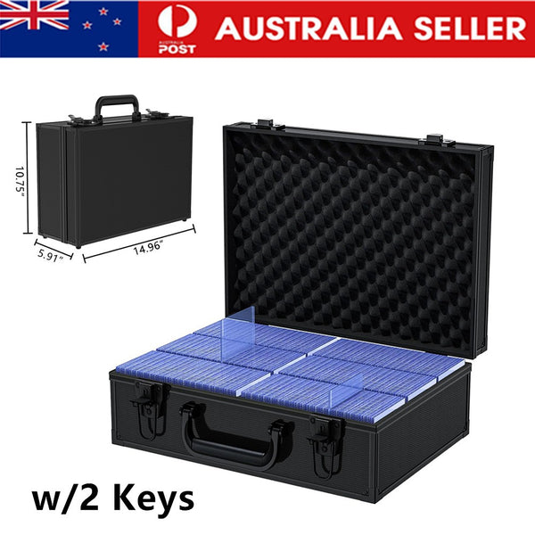 Toploader Storage Box Card For 3"x4" Cards Trading Metal Card Storage Box w/Lock