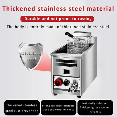 16L /8.2L Commercial LPG Gas Fryer w/Fryer Basket Deep Single Tank Frying Tool