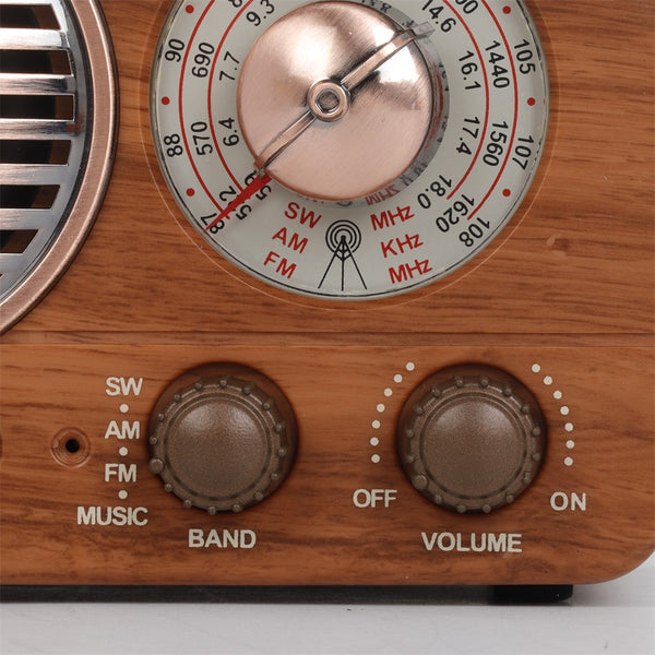 Portable AM FM Radio | Mains/Rechargeable Battery | Wood Effect | Retro Style