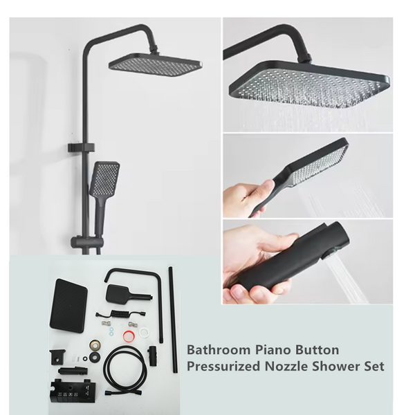 Bathroom Shower Set LED Display Piano Keys Shower Hot Cold Shower Faucet WELS