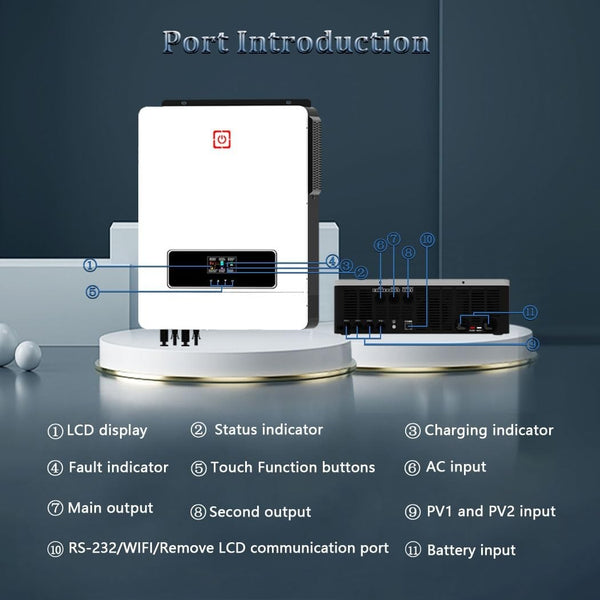10.2KW On/Off Grid Solar Hybrid Inverter 160A Charge Controller PV Max 500V
