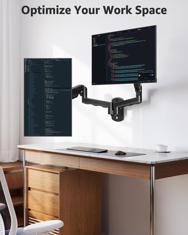 Double Monitor Arm Fully Adjustable Dual Monitor Wall Mount For 13''to32" Screen