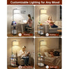 Standing End Side Table Floor Lamp 3-Tier Storage Shelves with Charging Station