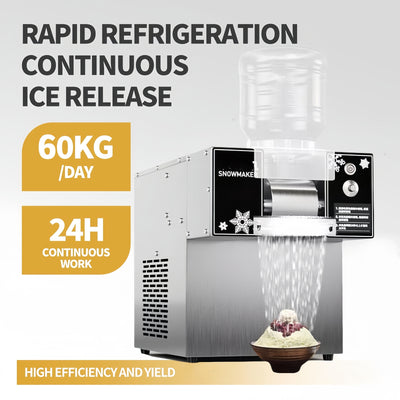 60KG/24H Commercial Snowflake Ice Machine Maker Countertop Milk Snow Ice Machine