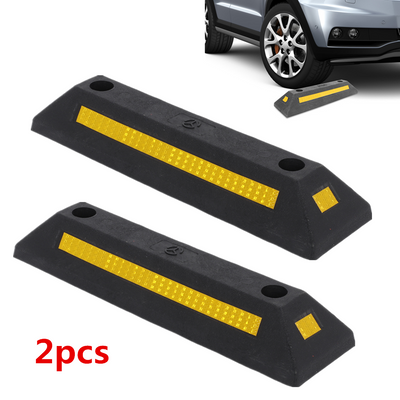 2pcs Car Parking Barrier Anti-Collision Locator Rubber Block Truck Wheel Limiter