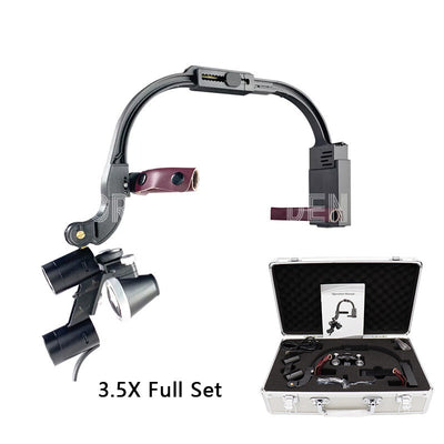 Dental Loupes With Light 3.5X420mm Magnifying Glass Binoculars Angle Adjustable