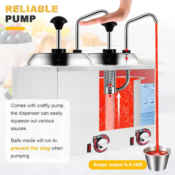 5L Sauce Fudge Pump Warmer Machine Hot Chocolate Cheese Dispenser Sauce Pump