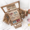 Large Wooden Jewellery Box Storage Mirror Organiser Necklace Rings Earring Gifts