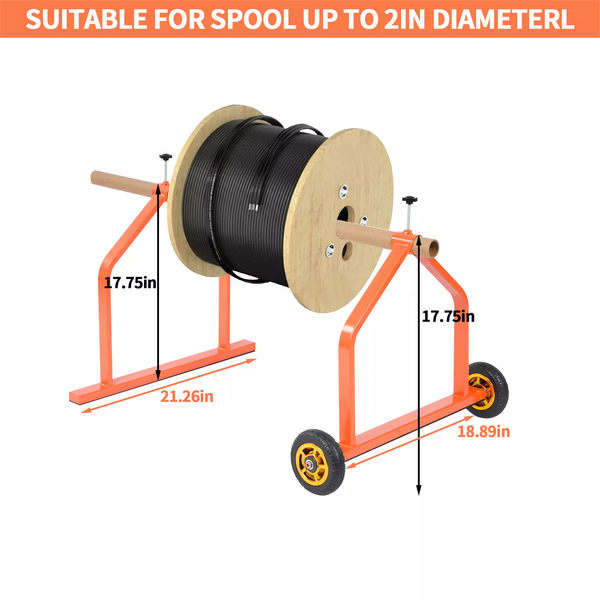 Metal Wire Spool Rack Cable Rack with Wheels, Wire Spool Holder for Wire Spools