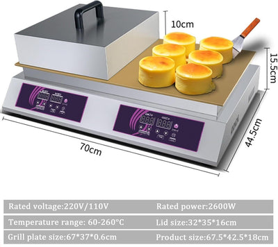 Electric Souffle Pancakes Maker Digital Double Plate Egg Pastry Pancakes Machine