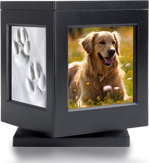 Pet Memorial Urns for Dogs or Cats Ashes Large Wooden Funeral with Photo Frame