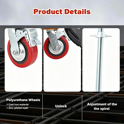 4 Pack 6" Adjustable Leveling Scaffolding Wheels Scaffolding Caster 79cm Long AU