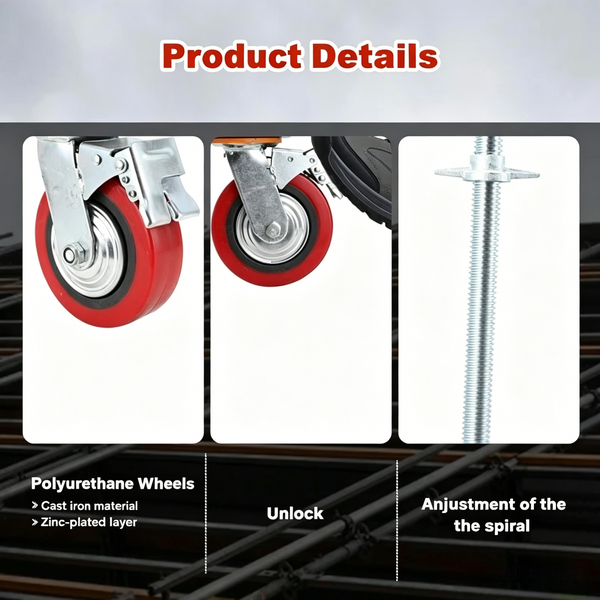 4 Pack 6" Adjustable Leveling Scaffolding Wheels Scaffolding Caster 79cm Long AU