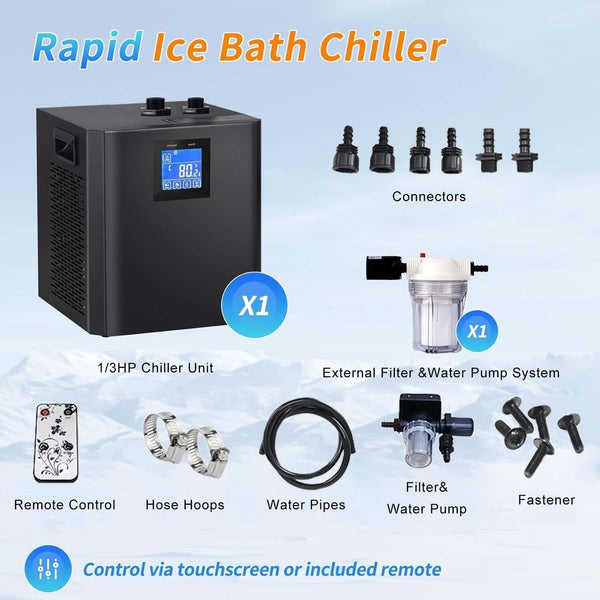 Ice Bath Water Chiller for Cold Plunge Tubs 1/3 HP Upgraded Cold Plunge Chiller
