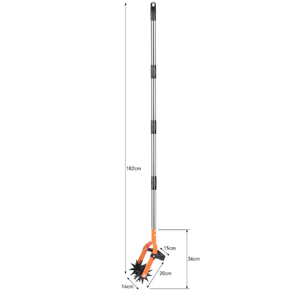 2in1Rotary Cultivator Garden Rotary Tiller Adjustable Stainless Steel Poles Hand