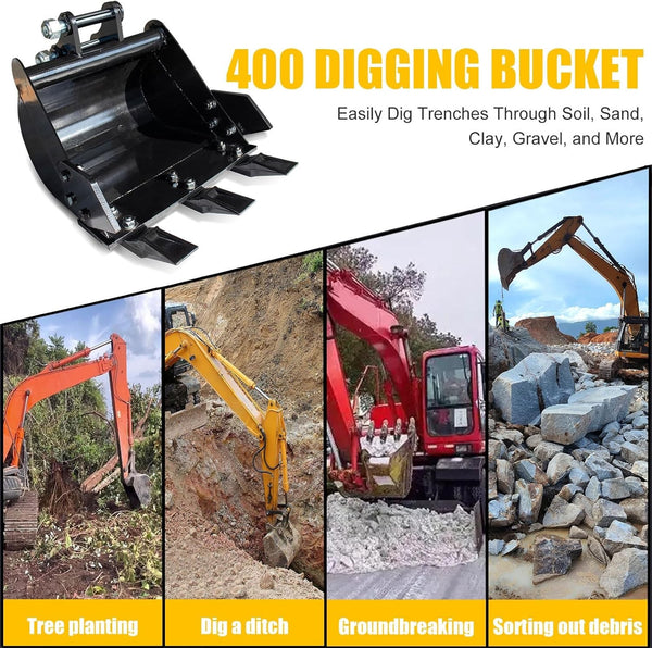 Digging Bucket for Mini Excavator 400mm Trench Buckets Fit 1-1.8 Tons Excavator