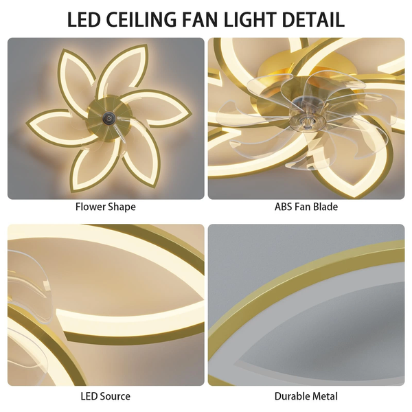 31'' Ceiling Fan With Light w/DC Motor 7 Blades Hanging Fan Light Fixtures Timer