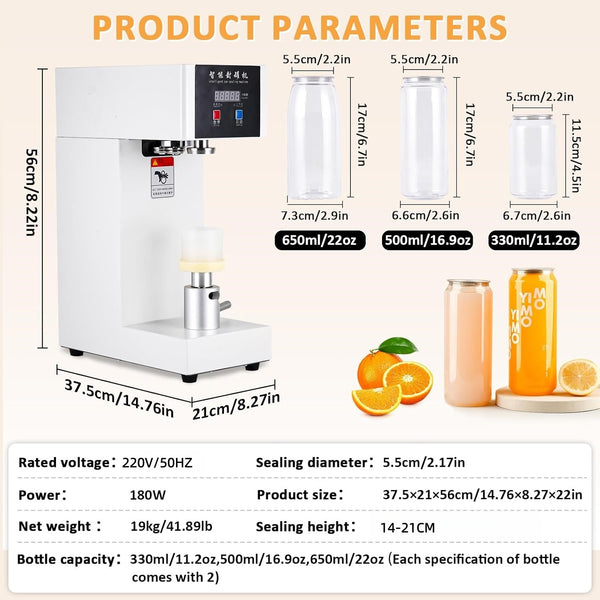 180W Electric Cans Sealer Beverage Seal Machine Milk Tea Drink Bottle Sealer AU