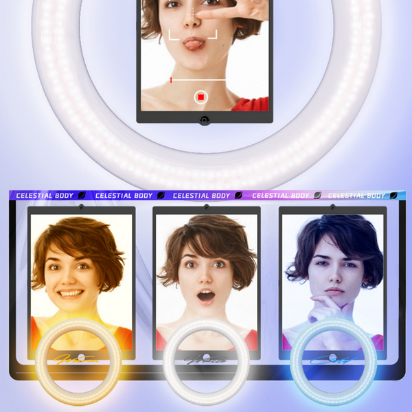 175cm 360° Photo Booth Machine Selfie Digital Portable PhotoBooth with LED Light