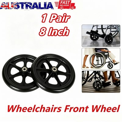 2× Replacement Parts 8'' Front Rear Wheel for Wheelchair Rollator Walker AU