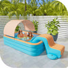 118" Inflatable Swimming Pool with Sun Shade Foldable Large Kids Swimming Pool