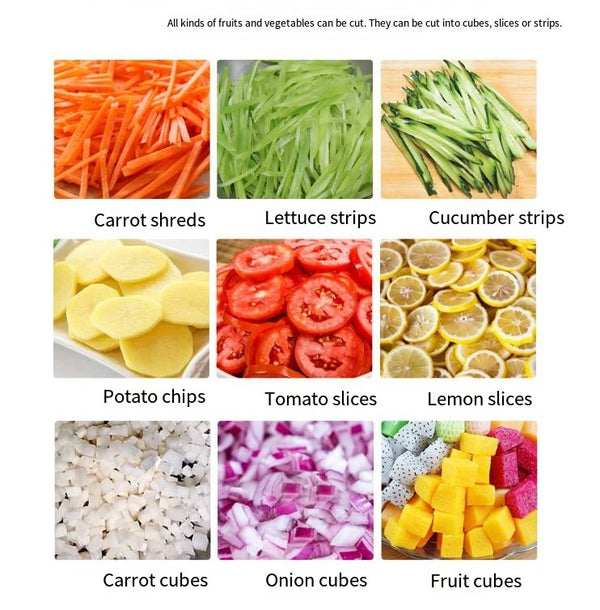 Electric Vegetable Cutting Machine Fruit Slicer Cutting Strip Dice With 5 Blades