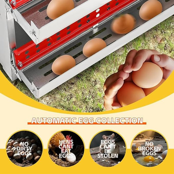 6 Hole Chicken Hen Coop Hutch Inside Outside Roll Away Lay Egg Nesting Box Metal