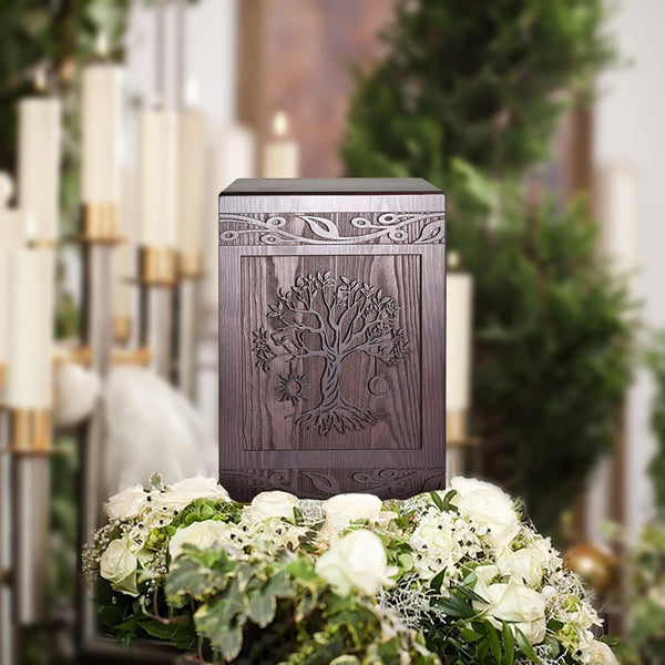 Cremation Urns for Human Ashes Adult Male Female Wooden Tree of Life Urns Box
